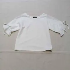 【中古】 INGNI 五分袖 ラウンドネック レース リボン M ホワイト