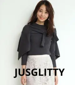 ジャスグリッティー ボトルネックアンサンブルのリブニット JUSGLITTY