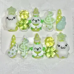 ♡現品♡ロングネイルチップ　平成女児　ウィッシュコア　ドット　音符　クローバー