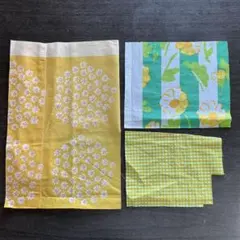 マリメッコ　北欧ヴィンテージ生地　ハギレ3枚セット　イエロー系