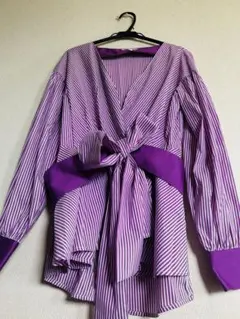 【良品】ストライプ 長袖 ブラウス リボン付き NARACAMICIEのサムネイル