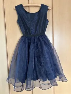 ネイビー シフォン Aライン パーティードレス