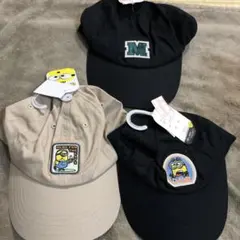 ミニオンデザイン キャップ3個セット　黒　ベージュ