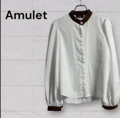 Amulet アミュレット　長袖ブラウス　ブラウン×ホワイトのサムネイル