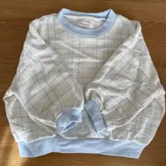 水色チェック柄　トレーナー