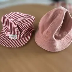 赤と白のストライプ ハット２個セット