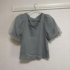 GU グレー スクエットネック 半袖トップス S