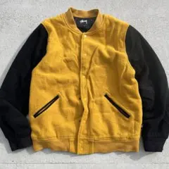 stussy ステューシー　スタジャン　XL イエロー　ブラック　黒　黄　刺繍