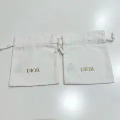 Dior ディオール　ノベルティ　ロゴ入り　布製　巾着袋　ポーチ　新品　２点のサムネイル