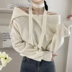 韓国　dholic オフショルダーニット　アイボリー
