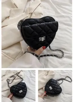 GRLキルティングチェーンハート型バッグ