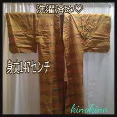 洗濯済み 小紋 身丈147センチ ストライプ　単衣
