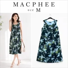 MACPHEE マカフィー ノースリーブ トロピカル柄 黒 ワンピース 38のサムネイル