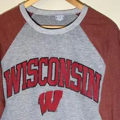 ラグラン　ウィスコンシン 7分袖カレッジロゴ US古着 L～XL ベースボールT