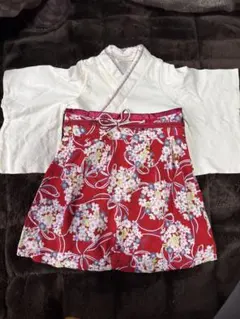 赤と白の花柄着物スタイルベビー服