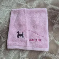 COMME CA ISM タオルハンカチ ピンク 犬刺繍