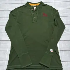 【RUSSELL ATHLETIC】ヘンリーネック 長袖 Tシャツ カーキ Mのサムネイル