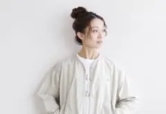 DANTON ノーカラージャケット 薄いベージュ
