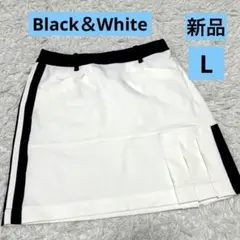 BLACK &White 新品　ホワイト ブラック ゴルフスカートサイズLのサムネイル