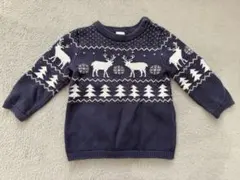 H&M ネイビー 鹿柄セーター 6-9ヶ月