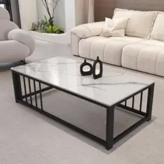 ローテーブル⭕️幅100cm×奥行50cm⭕️大理石風 センターテーブル