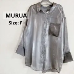 【MURUA】メタリックシャツ グレー 長袖