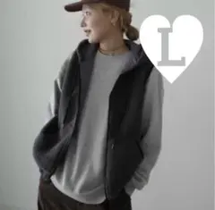 しまむら hideka ボアフーディベスト ダークグレー Lサイズ