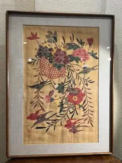 れいく　希少 琉球紅型 城間栄順 反物 花鳥風景 希少 琉球紅型 城間栄順 反物 花鳥風景 城間栄順 現代紅型の礎