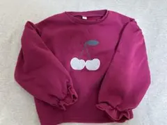 アプレレクール　裏起毛　チェリープリント ワインレッド トレーナー
