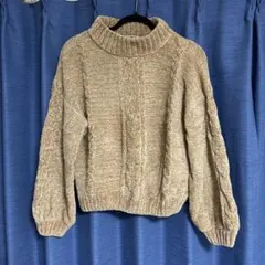 【美品】FUN ショート丈ニット/セーター　レディースフリーサイズ　ベージュ