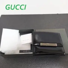 グッチ　エナメル　三つ折り財布　黒　二つ折り財布　GUCCI　財布　箱付きのサムネイル