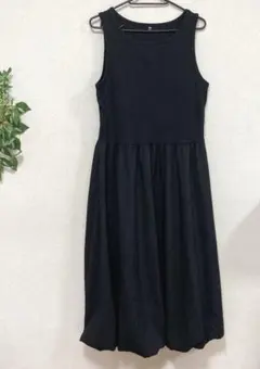 GU バブルヘム ノースリーブワンピース ブラック XXL