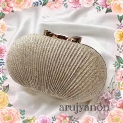 A✳️パーティバッグ 結婚式 ラメ リボン 小さめ ショルダー ゴールドグリッター