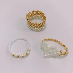 お値下げ！　ビーズリング　韓国　ハンドメイド　リング　指輪　ハート