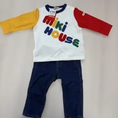 MIKI HOUSE 長袖Tシャツとデニムパンツセット 80