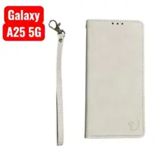Galaxy A25 5G 手帳型ケース ベージュ ストラップ付き