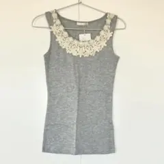 タンクトップ　キャミソール　レースデザイン M ノースリーブ