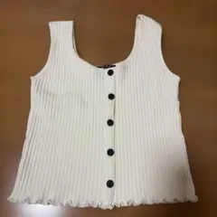アイボリー リブ編み ノースリーブニットベストのサムネイル