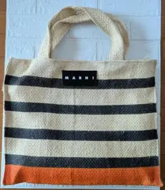 MARNI マルニ マーケット レザーロゴ ストライプ カナパ トートバッグ