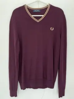 Fred Perry ワインレッド Vネックセーターのサムネイル