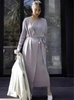 FRAY I.Dレイヤードニットワンピース 大人綺麗め カシミヤ混 ラベンダー