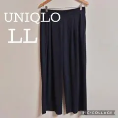 UNIQLO ワイドパンツ グレー ストライプ LL 大きいサイズ