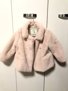 ZARAベビー女の子用のピンクふわふわファーコート美品！86サイズ