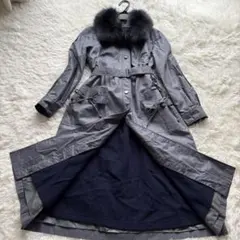 美品✨レリアン　2way シルク100%　マキシ丈ロングコート ファー取外可　黒 楽天市場】カシミヤ 100％ ダブル ロング コート ブルー