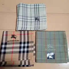 バーバリーメンズハンカチセット、カーキ他