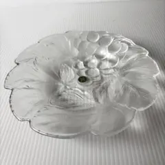 【未使用】HOYA ガラス皿 ピオーネ 中皿 20.5cm 葡萄　昭和レトロのサムネイル