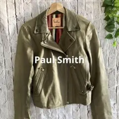 Paul Smith／ポールスミス レザーライダースジャケット オリーブ 40