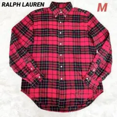 美品✨RALPH LAUREN チェック柄 ネルシャツポニー刺繍　赤 黒　Mのサムネイル