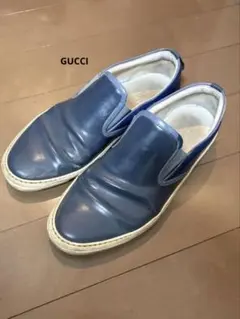 ロ*ィ様 Gucci ネイビー スリッポンスニーカー レザー 完売品 メルカリ内