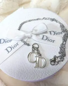 Christian Dior CD リボン 喜平チェーン ネックレス ピンク 大人気